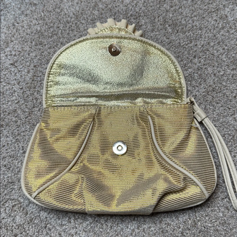 Loeffler Randall for Target Gold Metallic Rosette Wristlet Clutch